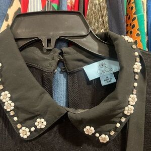 CeCe Black sweater dress with Beaded Accents